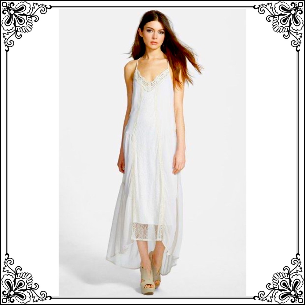 ASTR white lace and crochet maxi dress